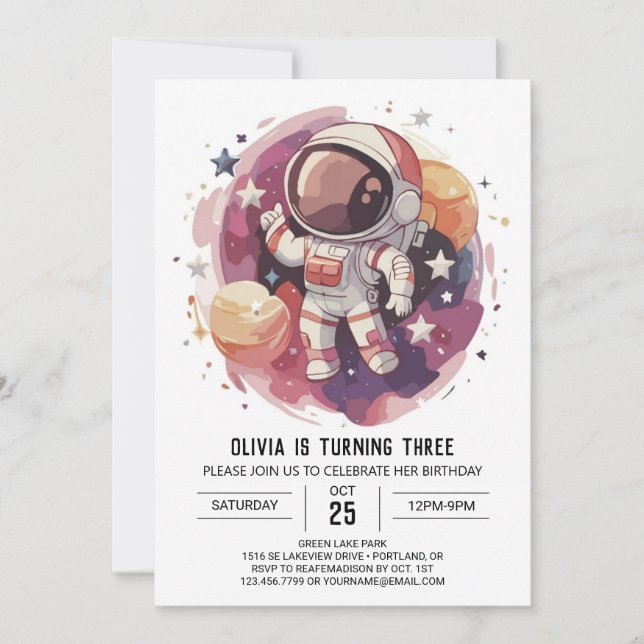 Invitation Anniversaire de l'astronaute Boho Starry Adventure (Devant)