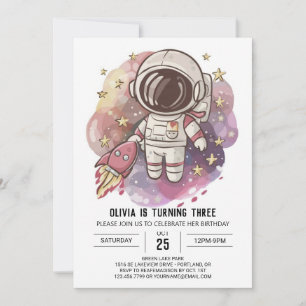 Invitation Anniversaire de l'astronaute Enchanted Céleste Bli