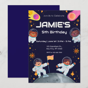 Invitation anniversaire de l'astronaute spatiale