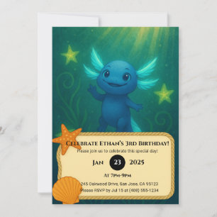 Invitation Anniversaire de l'Axolotl Bleu Stellair