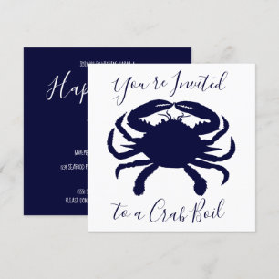 Invitation Anniversaire de l'ébullition de crabe blanc et ble