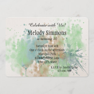 Invitation Anniversaire de l'éclaboussure d'aquarelle