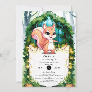 Invitation Anniversaire de l'écureuil de Cute Boho