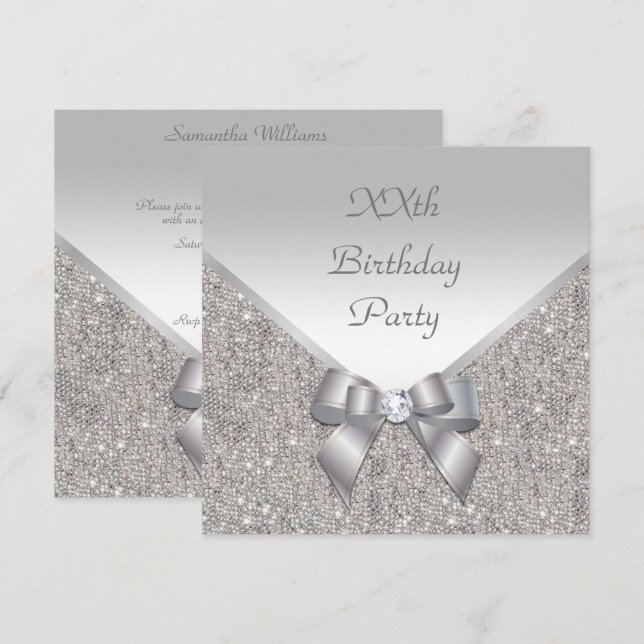 Invitation Anniversaire de l'élégance d'argent (Devant / Derrière)