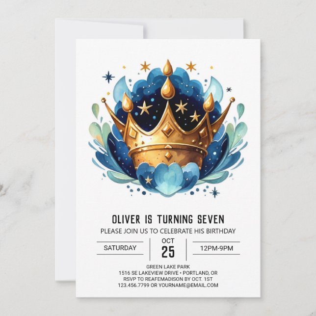 Invitation Anniversaire de l'élégance numérique Prince hériti (Devant)