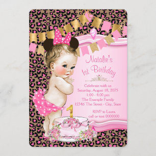 Invitation Anniversaire de léopard de filles ęr