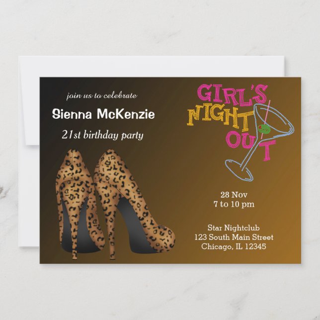 Invitation anniversaire de Leopard Stilettos (Devant)