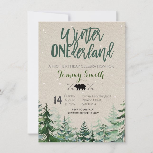 Invitation ANNIVERSAIRE DE L'Hiver rustique (Devant)