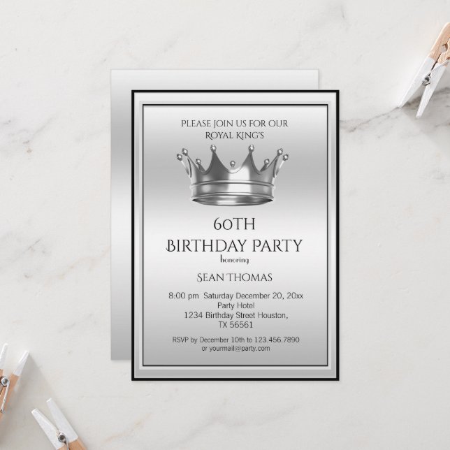 Invitation Anniversaire de l'homme de la Couronne d'argent du (Devant/Arrière en situation)