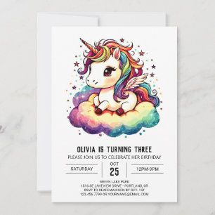 Invitation Anniversaire de licorne lunaire