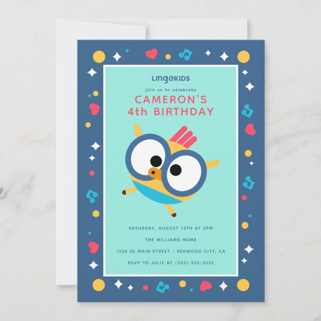 Invitation Anniversaire de Lingokids avec Billy (Devant)