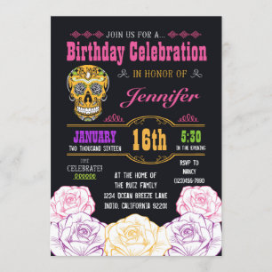 Invitation Anniversaire de l'invitation au crâne de sucre mor