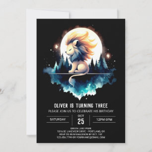Invitation Anniversaire de Lion Heureux Minimaliste