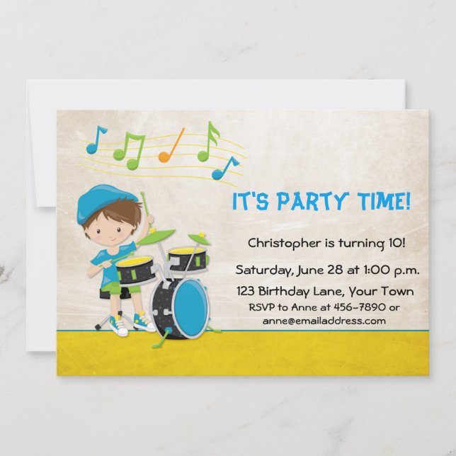 Invitation Anniversaire de Little Boy Drummer (Devant)