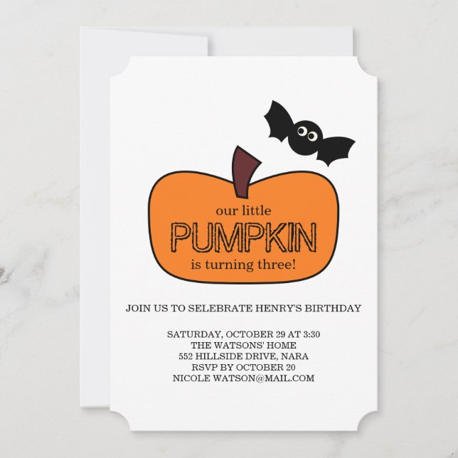 Invitation Anniversaire de Little Citrouille Fall (Devant)