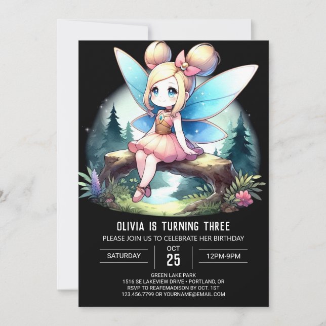 Invitation Anniversaire de Little Cute Fairy (Devant)