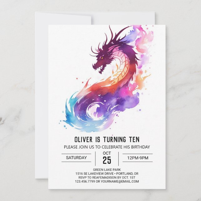 Invitation Anniversaire de Little Dragon Imaginaire (Devant)