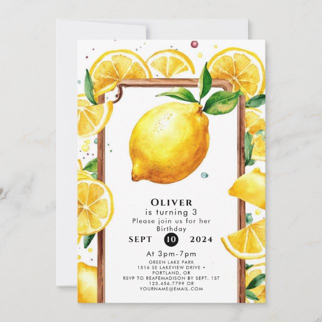 Invitation Anniversaire de Little Lemon (Devant)