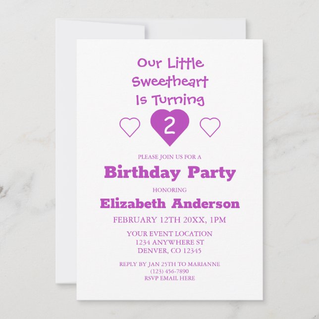 Invitation Anniversaire de Little Sweethee (Devant)