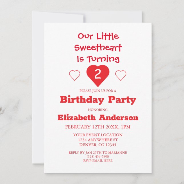 Invitation Anniversaire de Little Sweethee (Devant)