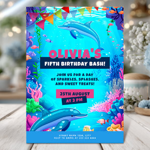 Invitation Anniversaire de l'océan, fête des dauphins de mer