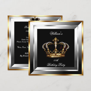 Invitation Anniversaire de l'or d'argent noir des hommes Prin