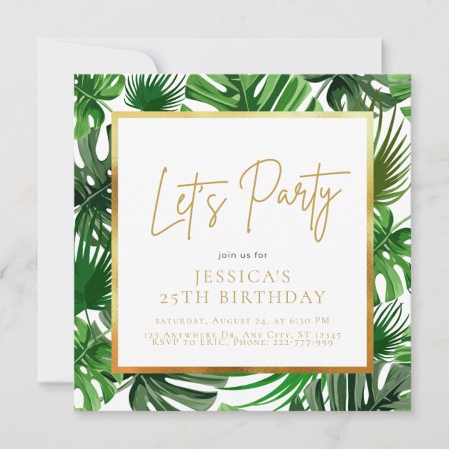 Invitation Anniversaire de l'or et du vert  (Devant)