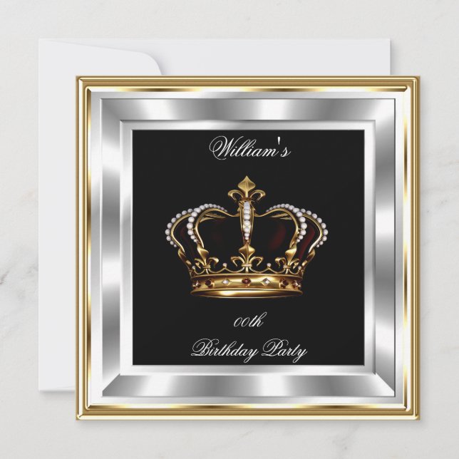 Invitation Anniversaire de l'or noir de l'homme Prince King (Devant)