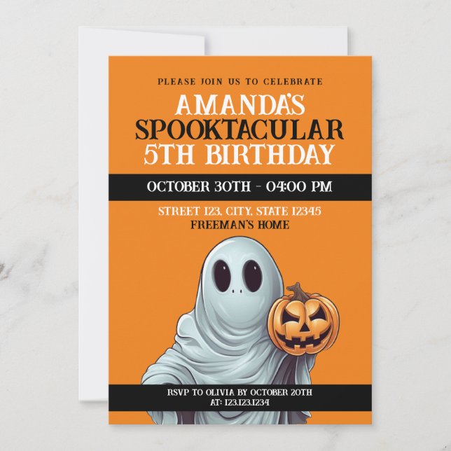 Invitation Anniversaire de l'Orange et du Citrouille blanc d' (Devant)