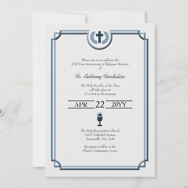 Invitation Anniversaire de l'ordination (Devant)