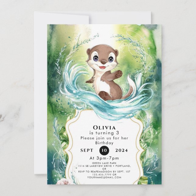 Invitation Anniversaire de l'Otter de calme personnalisé (Devant)
