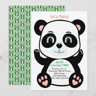 Invitation Anniversaire de l'ours panda mignon