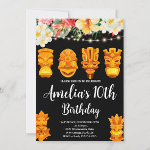 Invitation Anniversaire de Luau, Fête du Masque Tiki, Aloha, 