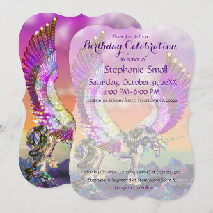Invitation Anniversaire de l'Unicorne Cheval bleu 