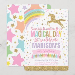 Invitation Anniversaire de l'Unicorne Pink Gold Un