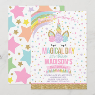 Invitation Anniversaire de l'Unicorne Pink Gold Un