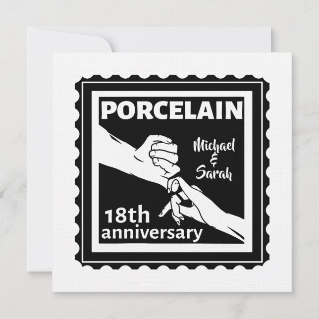 Invitation anniversaire de mariage 18 ans porcelaine traditio (Devant)