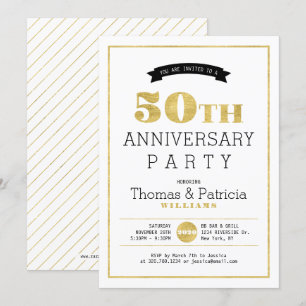Invitation anniversaire de mariage 50 ans en Or Mo