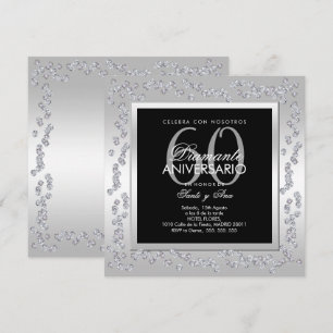Invitation Anniversaire de Mariage 60 ans avec Diamants Éléga