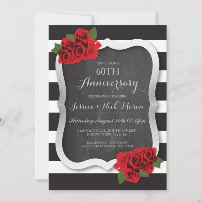Invitation Anniversaire de Mariage Argent Diamant  (Devant)