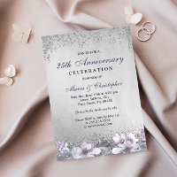 Anniversaire de mariage argent floral pourpre 25 a