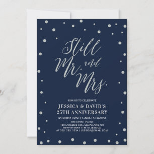 Invitation Anniversaire de Mariage Argent & Navy 2