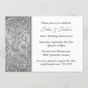 Invitation Anniversaire de mariage argenté spirale florale