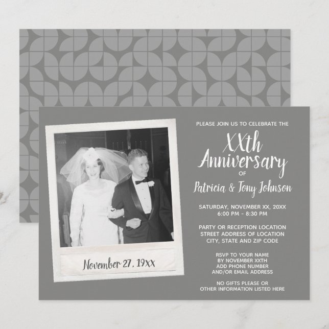 Invitation Anniversaire de mariage avec photo vintage (Devant / Derrière)