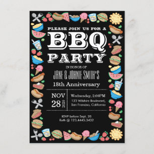 Invitation Anniversaire de mariage BBQ fête d'anniversaire Ba