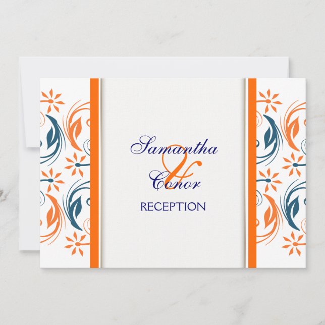 Invitation Anniversaire de mariage bleu blanc orange (Devant)