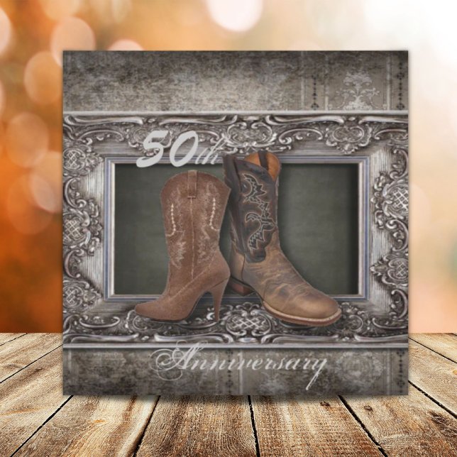 Invitation anniversaire de mariage de 50 ans de country weste (cowboy western country 50th wedding anniversary invitation)