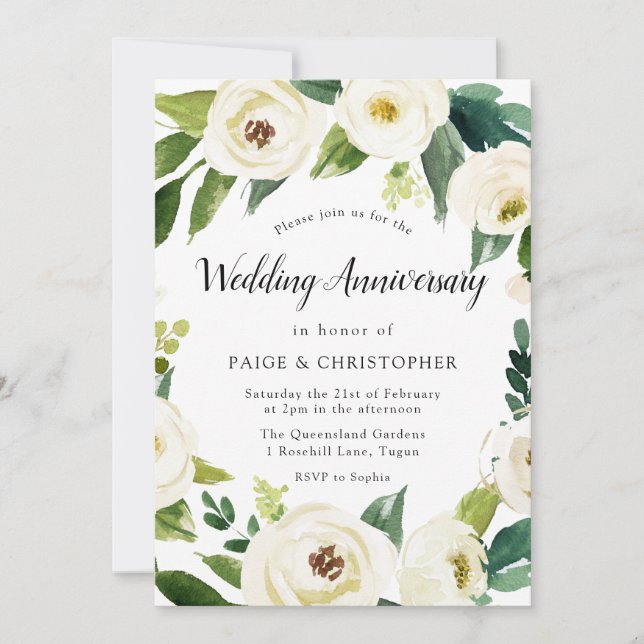Invitation Anniversaire de mariage de toutes les années Fleur (Devant)