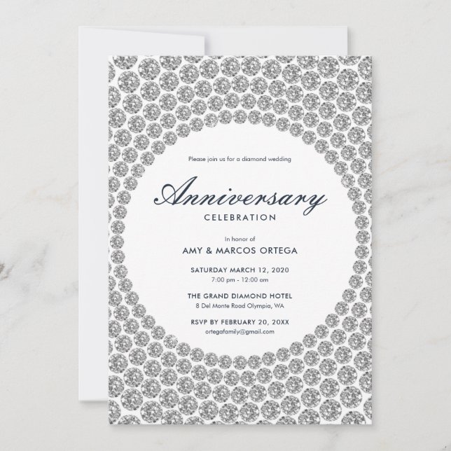 Invitation Anniversaire de mariage diamant (Devant)