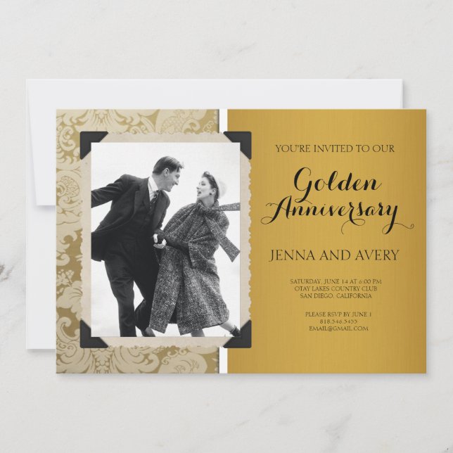 Invitation Anniversaire de mariage doré en Damas (Devant)